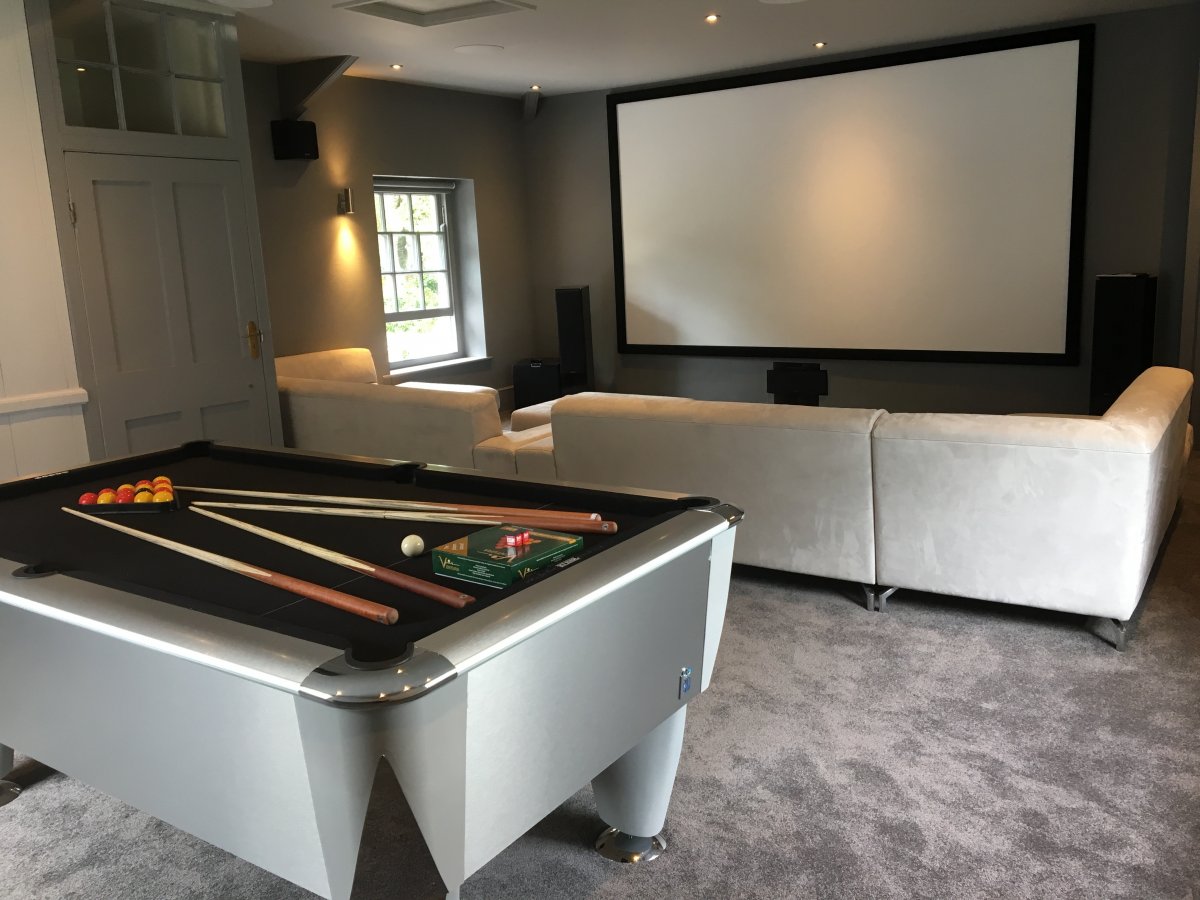 State of the art cinema and pool room